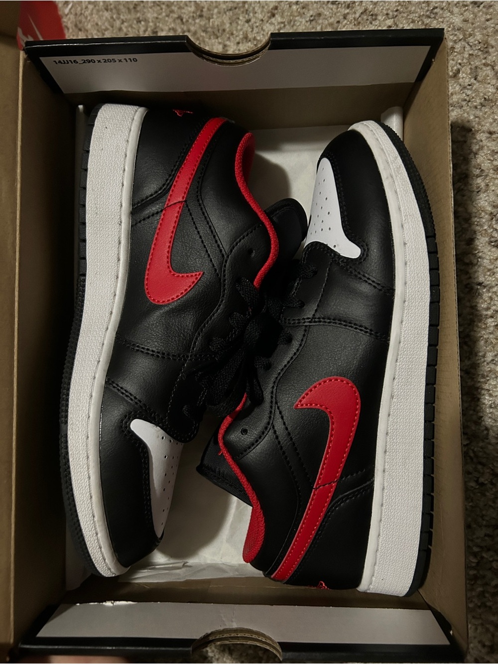 Nike Air Jordan 1 Low GS Shoes Black/Fire Red/White